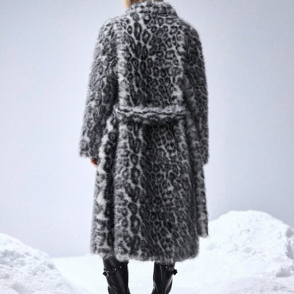 Multicolor Casual Women's soft Leopard Print Faux Fur Coat - Picture 2 of 12